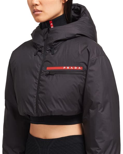 prada women's cropped puffer jacket|prada jackets for women.